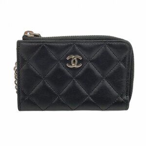 CHANEL Authentic Black Lambskin Leather Wallet